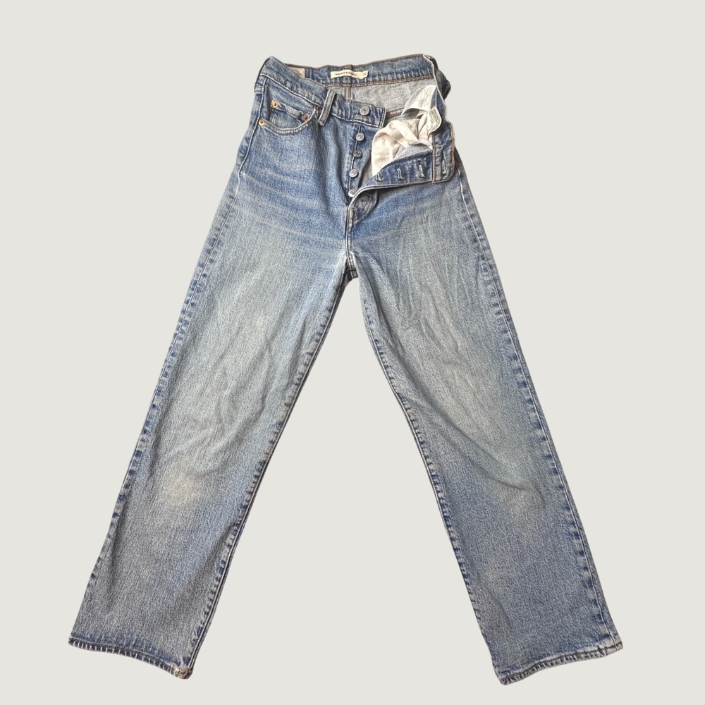 Levi's Jeans Womens 26 Blue Ribcage Straight Ultra High Rise Button Fly Denim